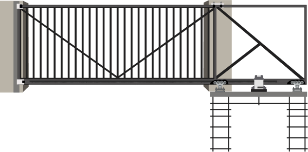 Стандартное исполнение откатных ворот с решеткой